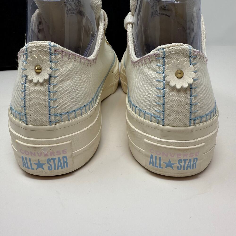 Converse Chuck Taylor All-Star Stitch Lift Ox Sneakers Lug sole Womens 7 Cream - Picture 8 of 13